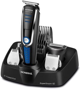 Aparador de Pelos Mondial, Super Groom – 10, Preto/Azul