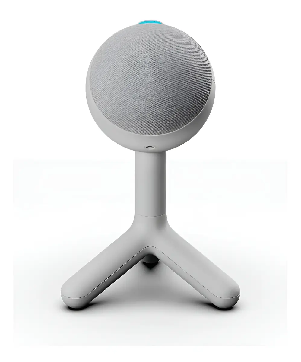 Microfone Logitech G Yeti Orb branco em seu suporte de mesa