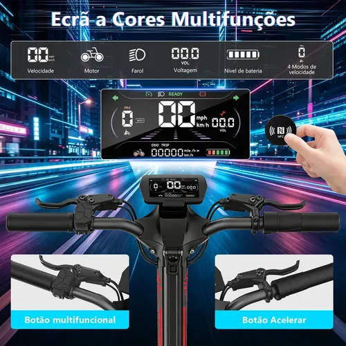 Painel colorido, comandos no guidão e leitor NFC do Honeywhale GT1 Mini