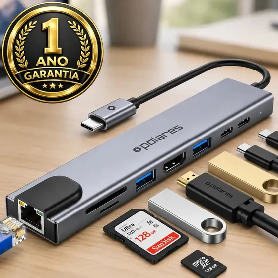 Polares ZENULTRA hub USB-C 8 em 1 com HDMI e Ethernet